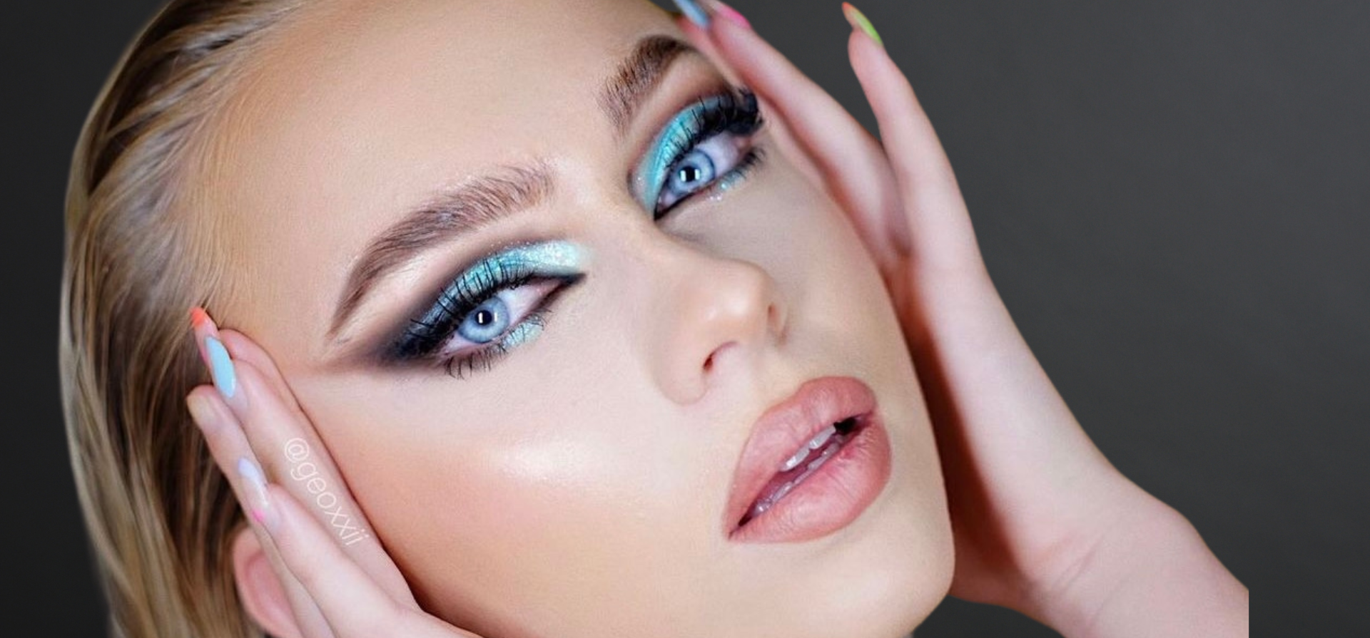 Image fo makeup by Gia MUA | Woman with blue eyeshadow
